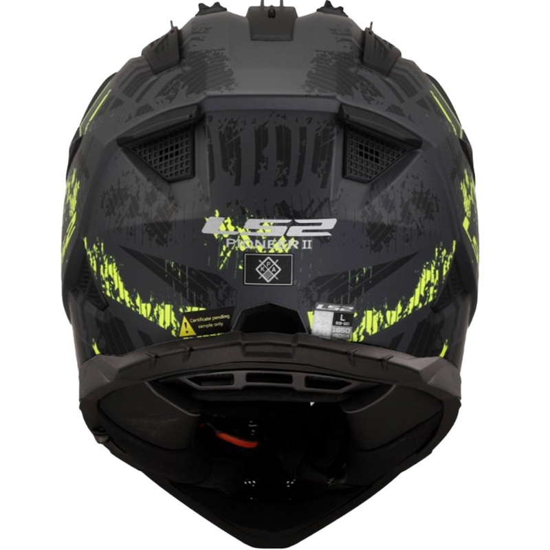 Enduro-Motorradhelm LS2 MX702 PIONEER II CRAZY schwarz-fluoreszierend gelb