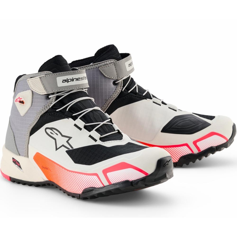 Alpinestars Stella CR-X Drystar Damen-Motorradstiefel Weiß-Hellgrau-Schwarz-Neonpink