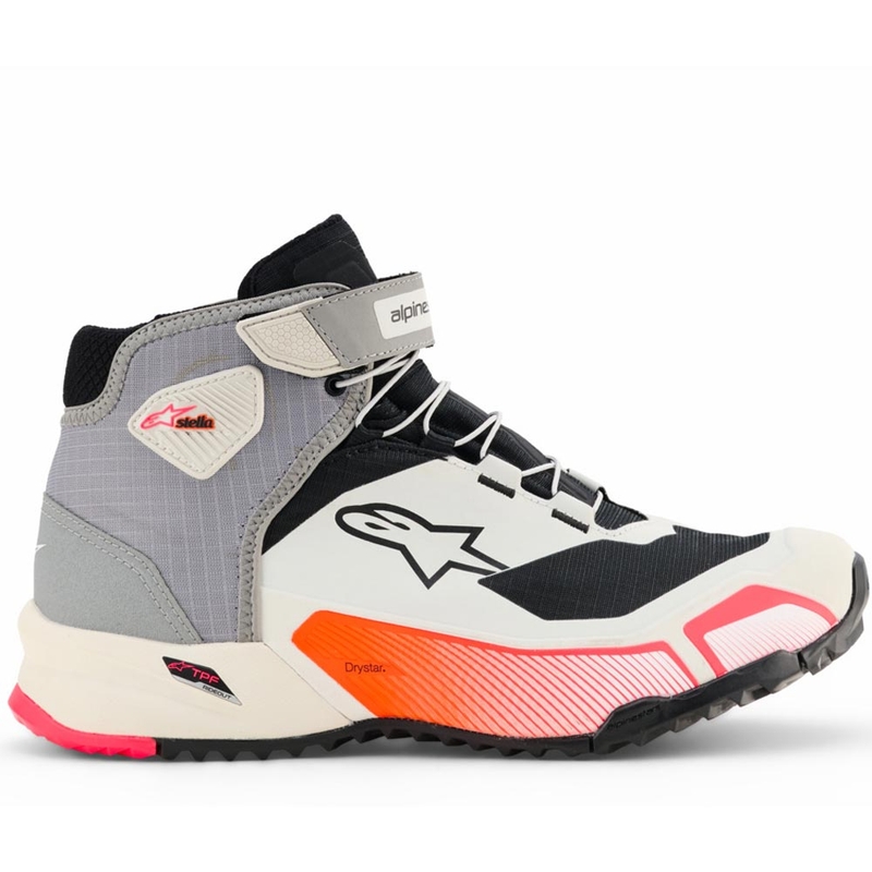 Alpinestars Stella CR-X Drystar Damen-Motorradstiefel Weiß-Hellgrau-Schwarz-Neonpink