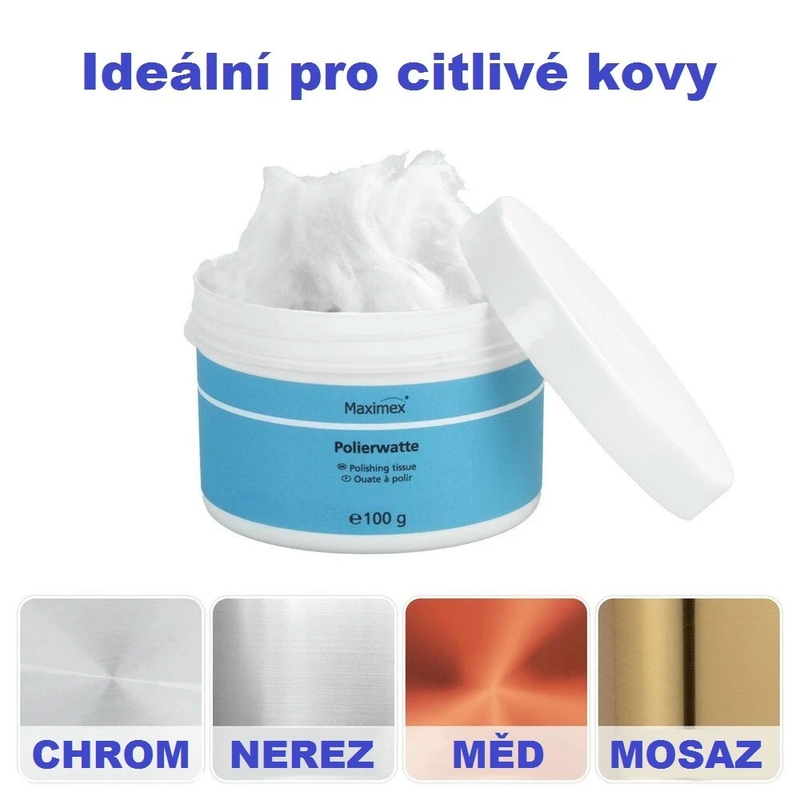 Reinigungs- und Polierwatte für Chrom und Metalle Maximex 100 g