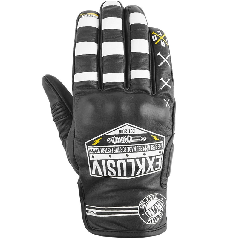 NOX Exklusive Iron Glitch Motorradhandschuhe Schwarz-Weiß