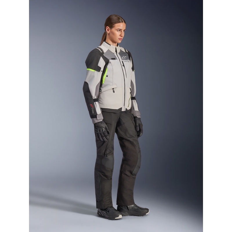 Alpinestars Stella Andes V4 Drystar Damen-Motorradjacke Dunkelgrau-Hellgrau-Schwarz-Fluogelb