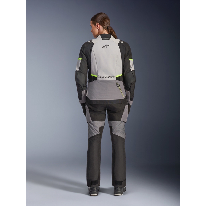 Alpinestars Stella Andes V4 Drystar Damen-Motorradjacke Dunkelgrau-Hellgrau-Schwarz-Fluogelb
