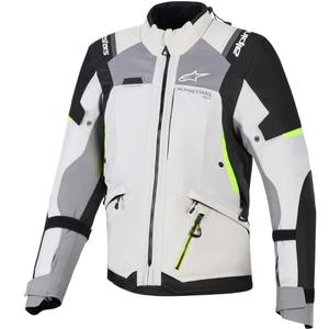 Alpinestars Stella Andes V4 Drystar Damen-Motorradjacke Dunkelgrau-Hellgrau-Schwarz-Fluogelb