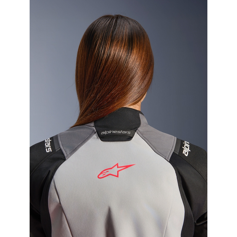 Alpinestars Stella Andes V4 Drystar Damen-Motorradjacke Dunkelgrau-Hellgrau-Schwarz-Rot