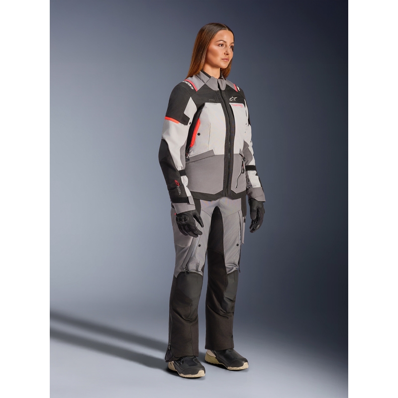 Alpinestars Stella Andes V4 Drystar Damen-Motorradjacke Dunkelgrau-Hellgrau-Schwarz-Rot