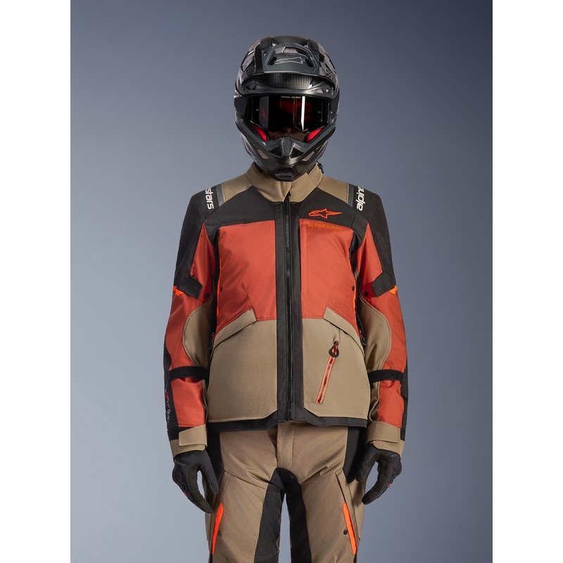 Alpinestars Andes V4 Drystar Motorradjacke, hellbraun-dunkelorange-schwarz
