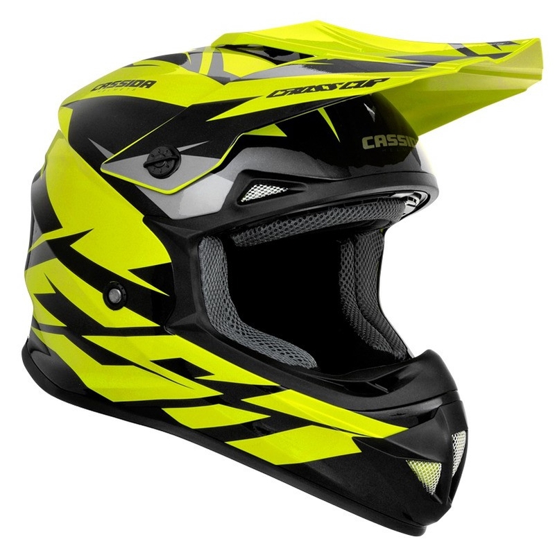 Cassida Cross Cup Two Motocross Helm schwarz-grau-fluo gelb