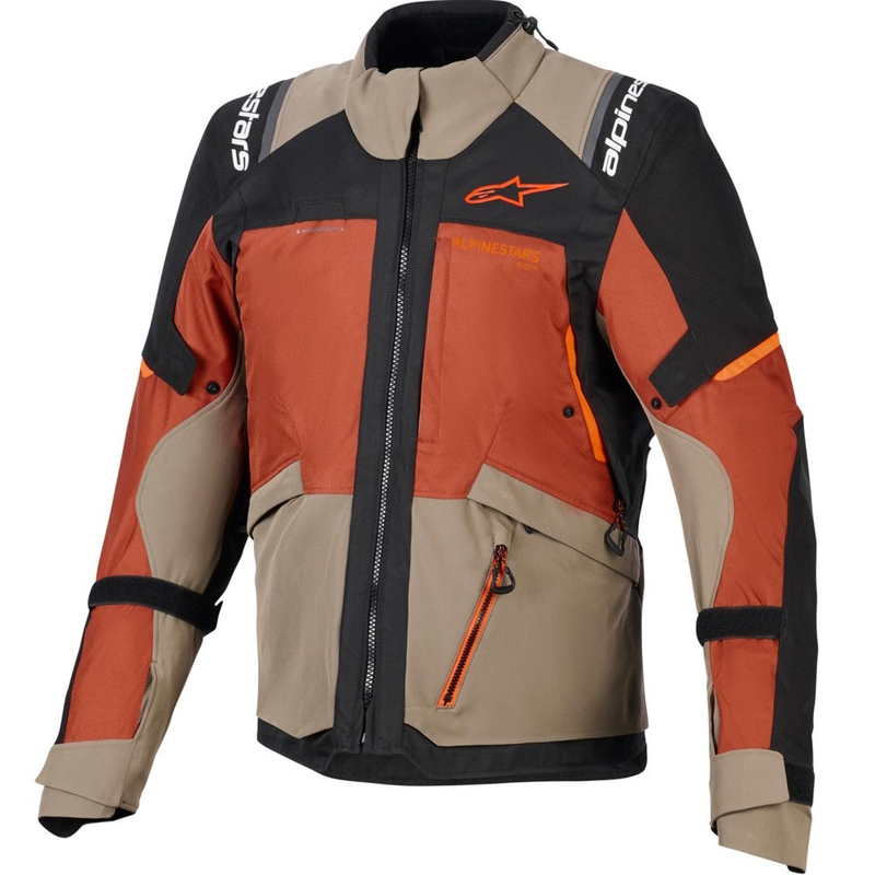Alpinestars Andes V4 Drystar Motorradjacke, hellbraun-dunkelorange-schwarz