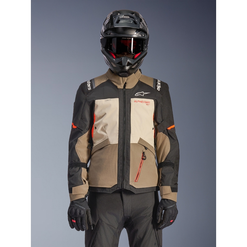 Alpinestars Andes V4 Drystar Motorradjacke Creme-Hellbraun-Schwarz-Fluo-Orange