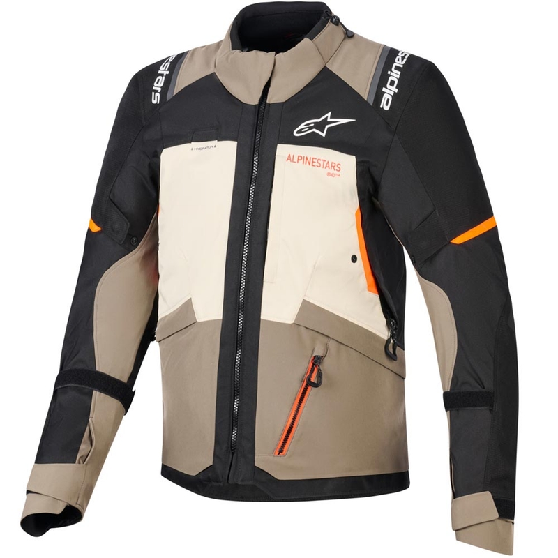 Alpinestars Andes V4 Drystar Motorradjacke Creme-Hellbraun-Schwarz-Fluo-Orange
