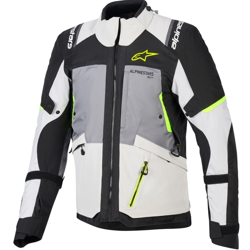 Alpinestars Andes V4 Drystar Motorradjacke Dunkelgrau-Hellgrau-Schwarz-Fluogelb