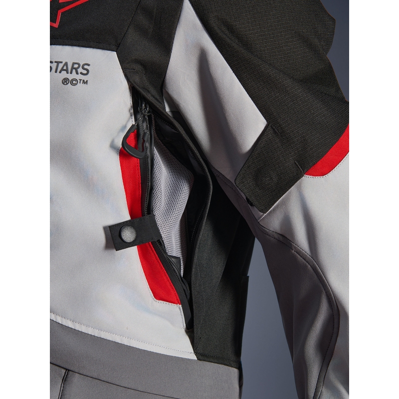 Alpinestars Andes V4 Drystar Motorradjacke Dunkelgrau-Hellgrau-Schwarz-Rot