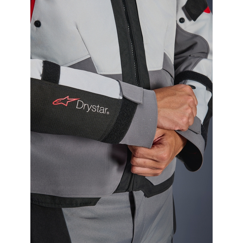 Alpinestars Andes V4 Drystar Motorradjacke Dunkelgrau-Hellgrau-Schwarz-Rot