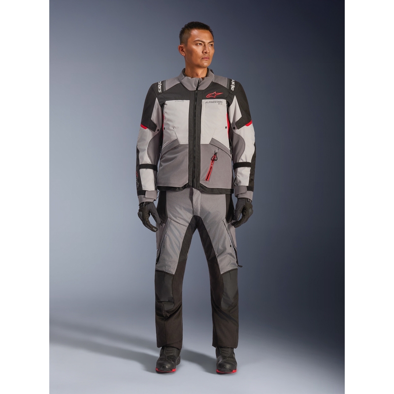 Alpinestars Andes V4 Drystar Motorradjacke Dunkelgrau-Hellgrau-Schwarz-Rot