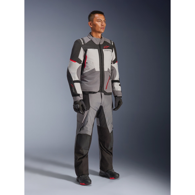 Alpinestars Andes V4 Drystar Motorradjacke Dunkelgrau-Hellgrau-Schwarz-Rot