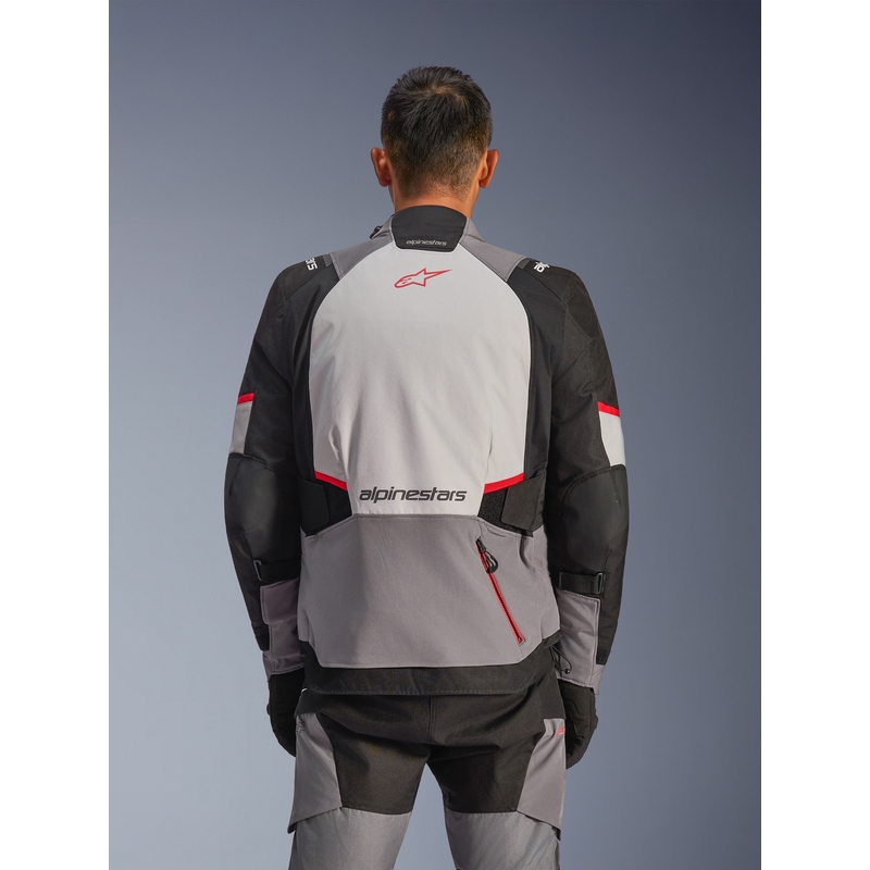 Alpinestars Andes V4 Drystar Motorradjacke Dunkelgrau-Hellgrau-Schwarz-Rot