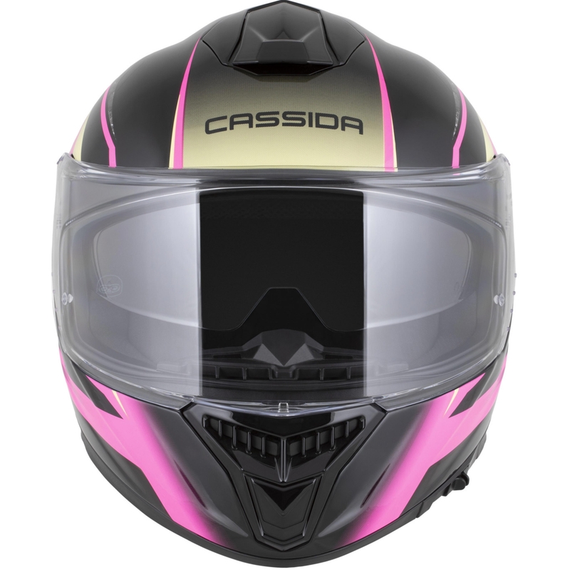 Cassida Integral GTS 2.1 Mega Integralhelm für Motorräder, schwarz-rosa-weiß-vanillefarben