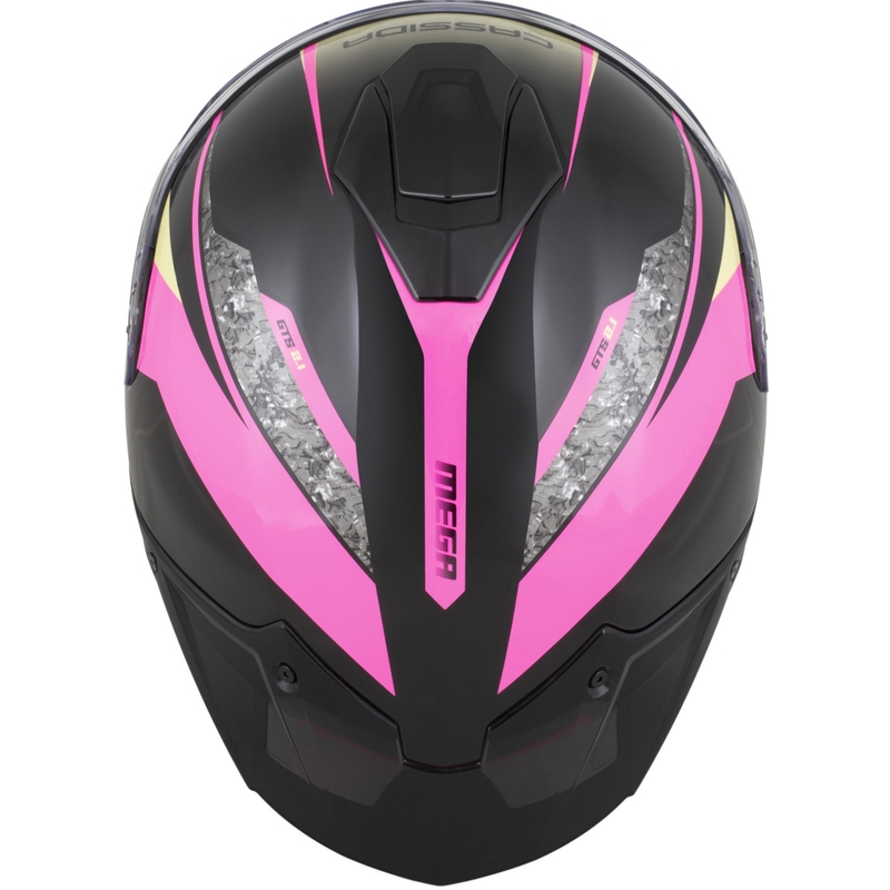 Cassida Integral GTS 2.1 Mega Integralhelm für Motorräder, schwarz-rosa-weiß-vanillefarben