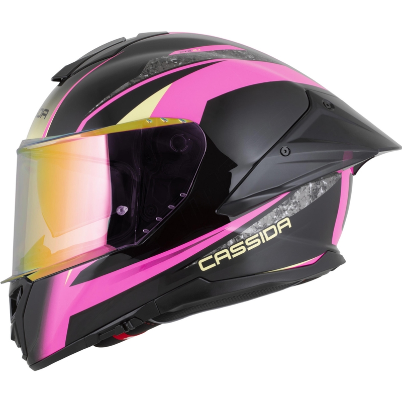 Cassida Integral GTS 2.1 Mega Integralhelm für Motorräder, schwarz-rosa-weiß-vanillefarben