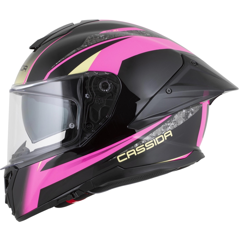 Cassida Integral GTS 2.1 Mega Integralhelm für Motorräder, schwarz-rosa-weiß-vanillefarben