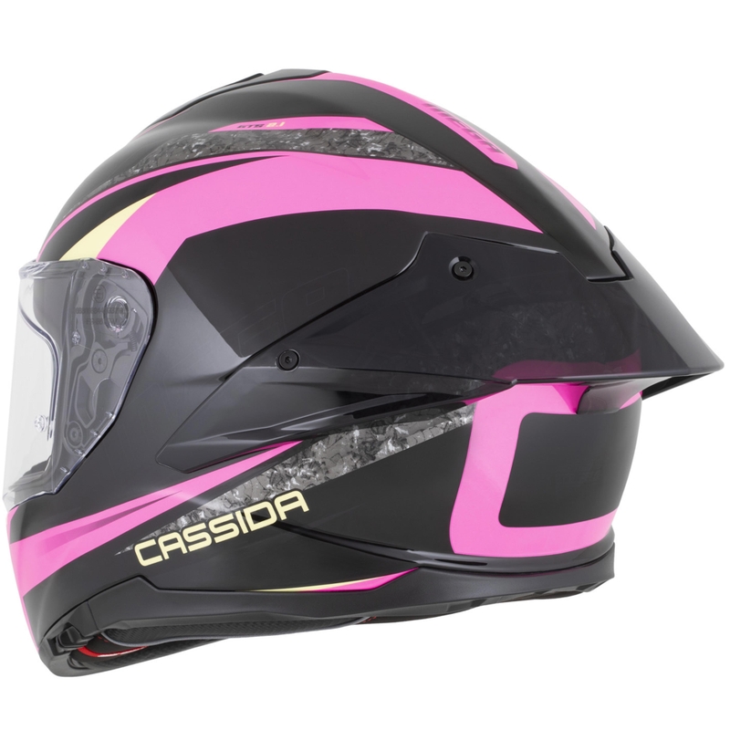 Cassida Integral GTS 2.1 Mega Integralhelm für Motorräder, schwarz-rosa-weiß-vanillefarben