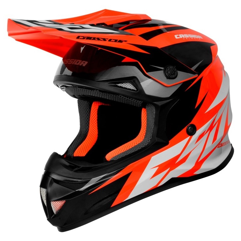 Cassida Cross Cup Two Motocross Helm schwarz-weiß-grau-fluo orange