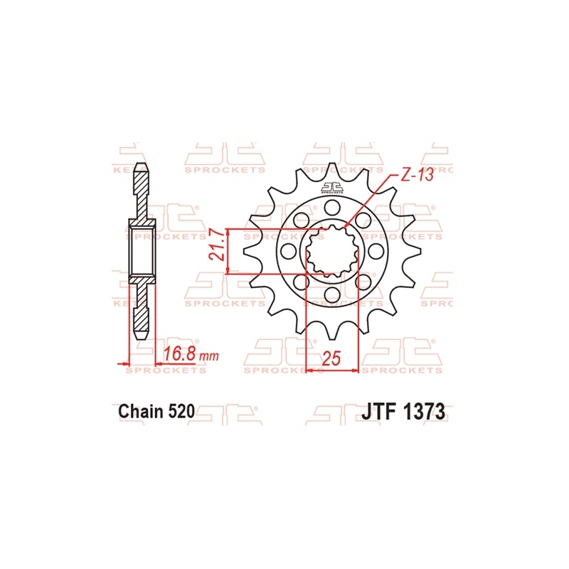 Ritzel JT 16T, 520 rubber cushioned