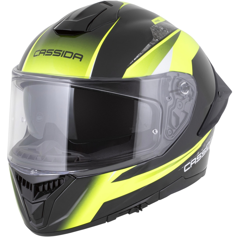Cassida Integral GTS 2.1 Mega Integralhelm für Motorräder, schwarz-fluoreszierend gelb-weiß