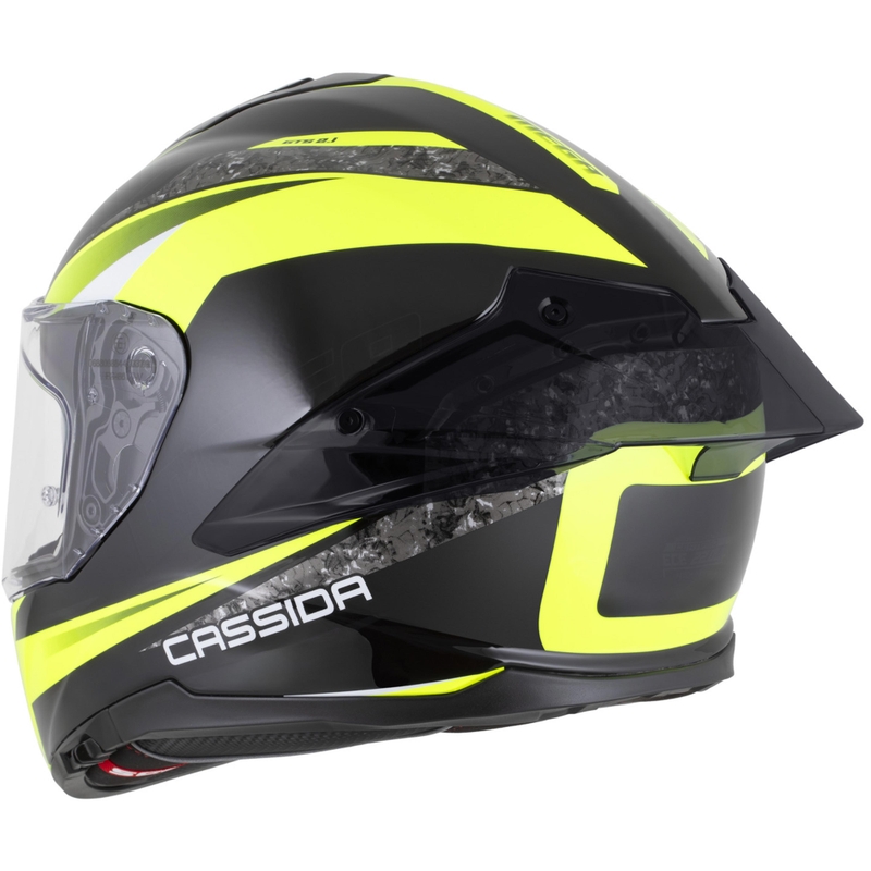 Cassida Integral GTS 2.1 Mega Integralhelm für Motorräder, schwarz-fluoreszierend gelb-weiß