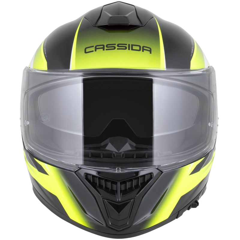 Cassida Integral GTS 2.1 Mega Integralhelm für Motorräder, schwarz-fluoreszierend gelb-weiß