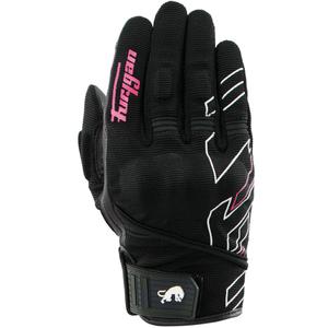 Furygan Jet Neon D3O® Evo Damen-Motorradhandschuhe schwarz-weiß-rosa