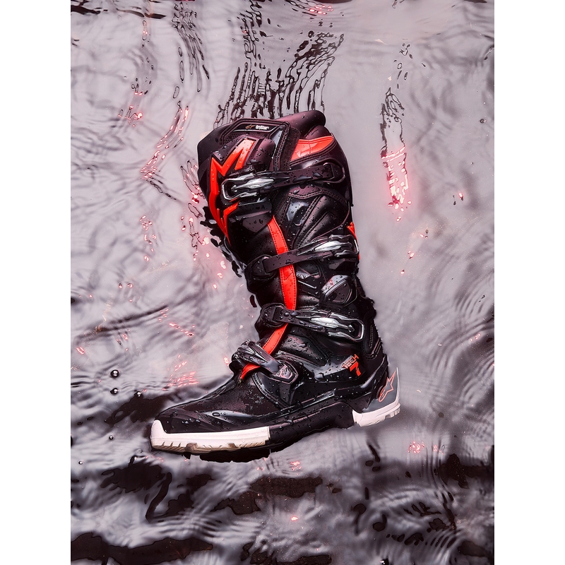 Alpinestars TECH 7 Enduro Drystar Motorradstiefel schwarz-fluoreszierend rot-weiß