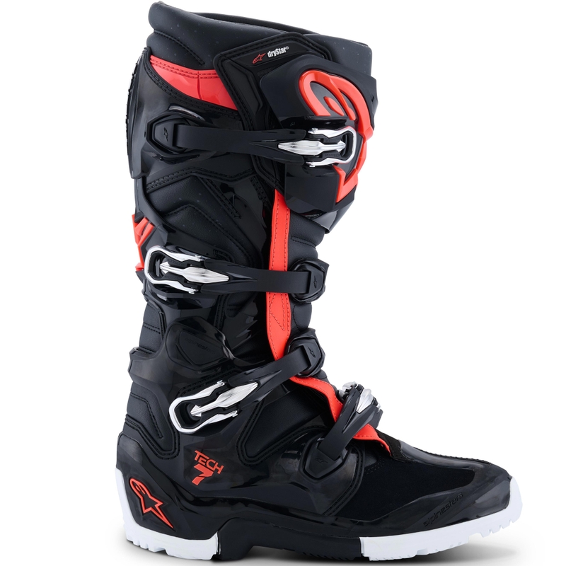 Alpinestars TECH 7 Enduro Drystar Motorradstiefel schwarz-fluoreszierend rot-weiß