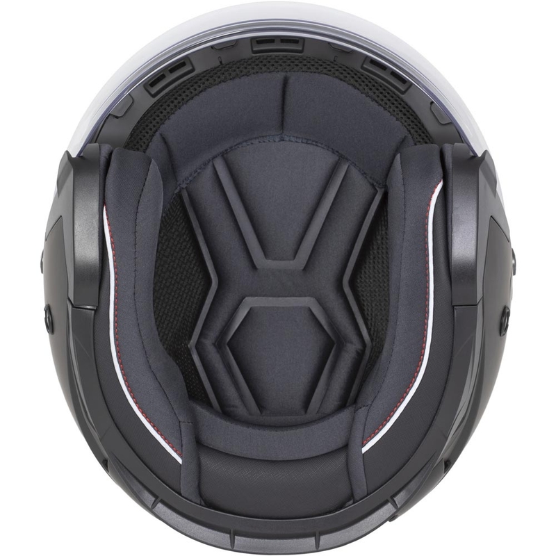 Cassida Reflex 2.0 Sicherheits-Motorradhelm mit offenem Visier, weiß-rot-grau-reflektierend silber