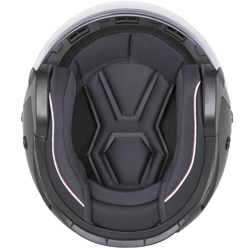 Cassida Reflex 2.0 Sicherheits-Motorradhelm mit offenem Visier, Mattschwarz-Grau-Reflektierendes Silber