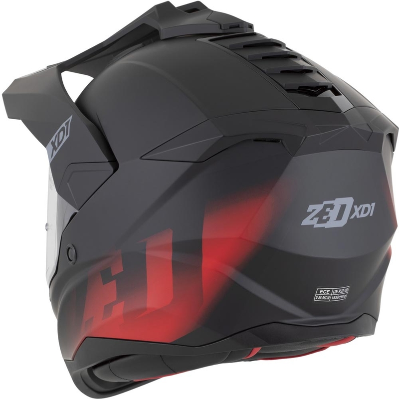 Enduro-Motorradhelm ZED XD1, matt schwarz-rot