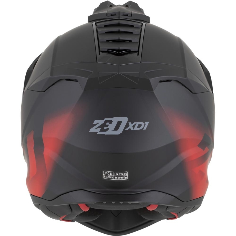 Enduro-Motorradhelm ZED XD1, matt schwarz-rot