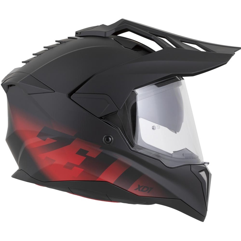 Enduro-Motorradhelm ZED XD1, matt schwarz-rot
