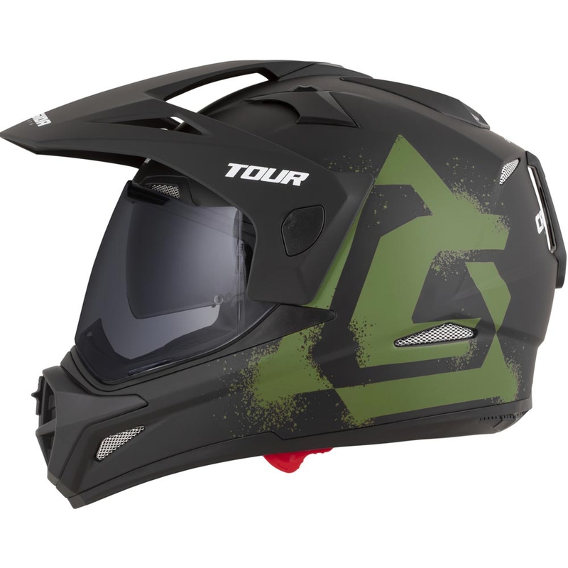 Enduro-Motorradhelm Cassida Tour 2.0 Crew, matt schwarz-dunkelgrün