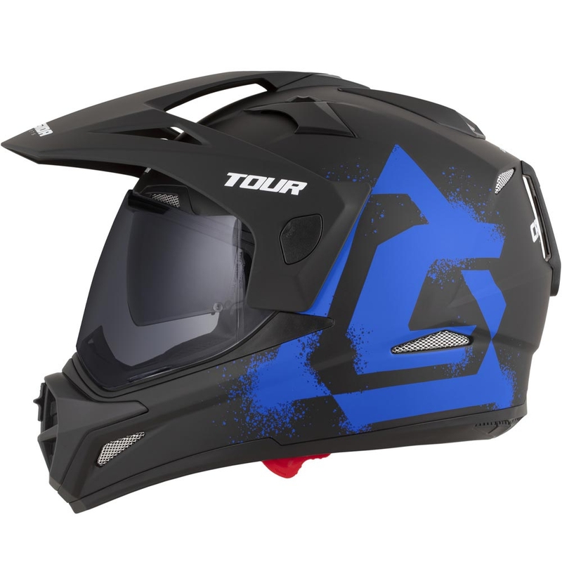Enduro-Motorradhelm Cassida Tour 2.0 Crew, matt schwarz-blau