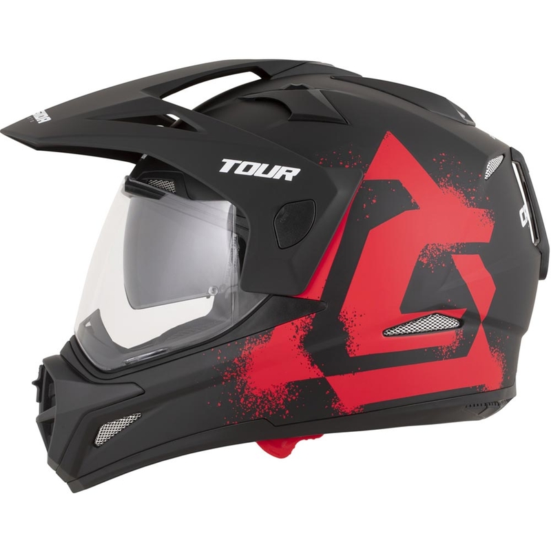 Enduro-Motorradhelm Cassida Tour 2.0 Crew, matt schwarz-rot