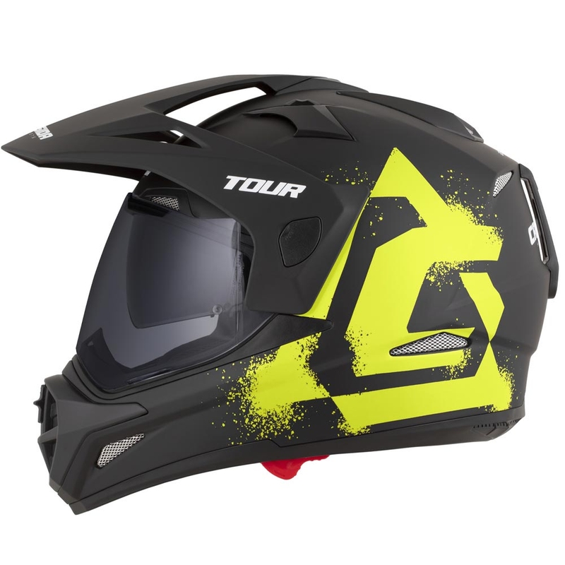 Enduro-Motorradhelm Cassida Tour 2.0 Crew, matt schwarz-fluoreszierend gelb