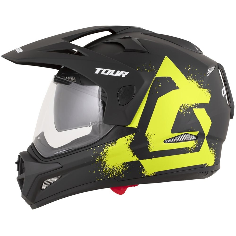 Enduro-Motorradhelm Cassida Tour 2.0 Crew, matt schwarz-fluoreszierend gelb