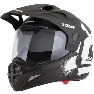 Enduro-Motorradhelm Cassida Tour 2.0 Crew, matt schwarz-weiß