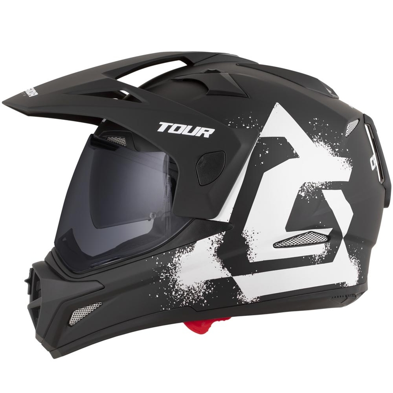 Enduro-Motorradhelm Cassida Tour 2.0 Crew, matt schwarz-weiß