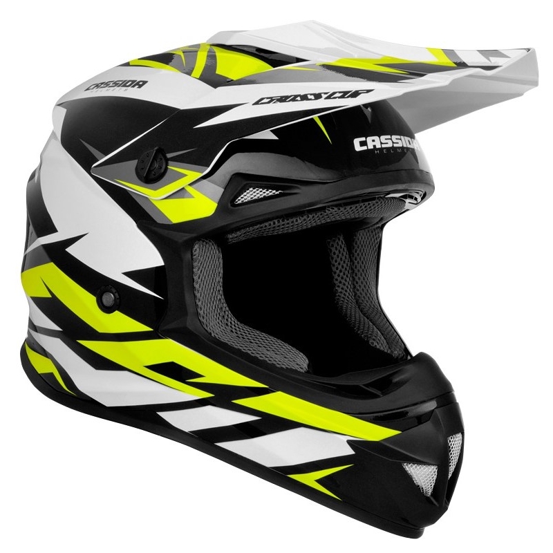 Cassida Cross Cup Two Motocross Helm schwarz-weiss-grau-fluo gelb