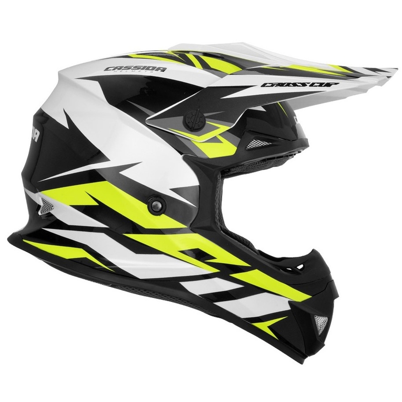 Cassida Cross Cup Two Motocross Helm schwarz-weiss-grau-fluo gelb