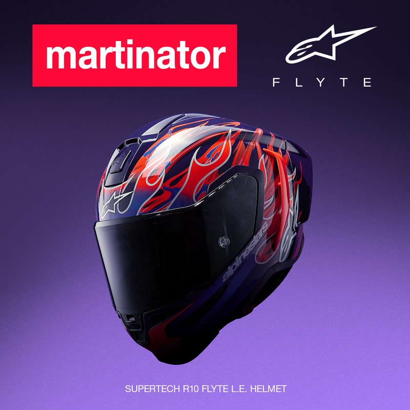 Alpinestars Supertech R-10 Flyte Integralhelm, limitierte Edition, Jorge Martin, lila-rot