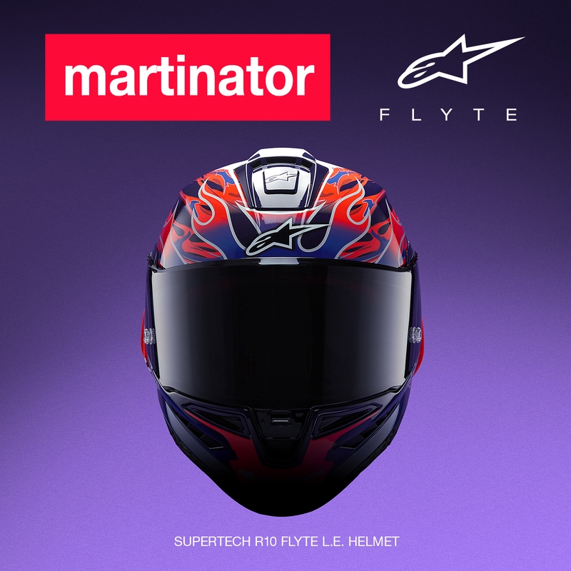 Alpinestars Supertech R-10 Flyte Integralhelm, limitierte Edition, Jorge Martin, lila-rot